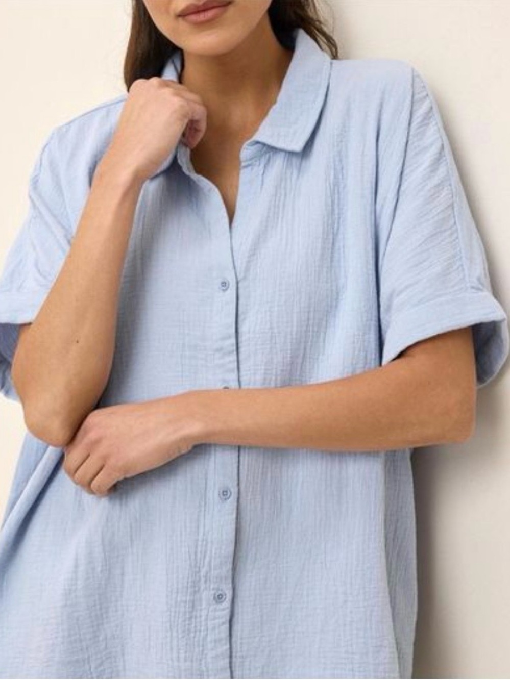 NWT - PACT Cornflower Blue Coastal Double Gaze Oversized Shirt in M/L